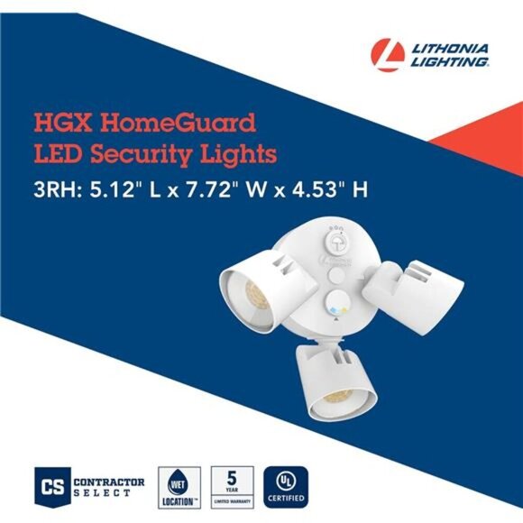 LED 3RH ALO SWW2 120 PE WH M2 HomeGuard Security Flood Lights 1750-2750 Lumens - Picture 4 of 6